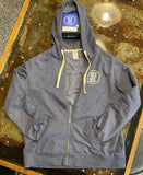 Hoodie - Full Zip Re-Fleece -Logo / Keep Grinding - Heathered Navy