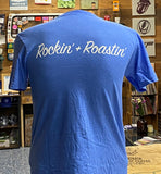 Porchfest logo Rockin' & Roastin' tee shirt